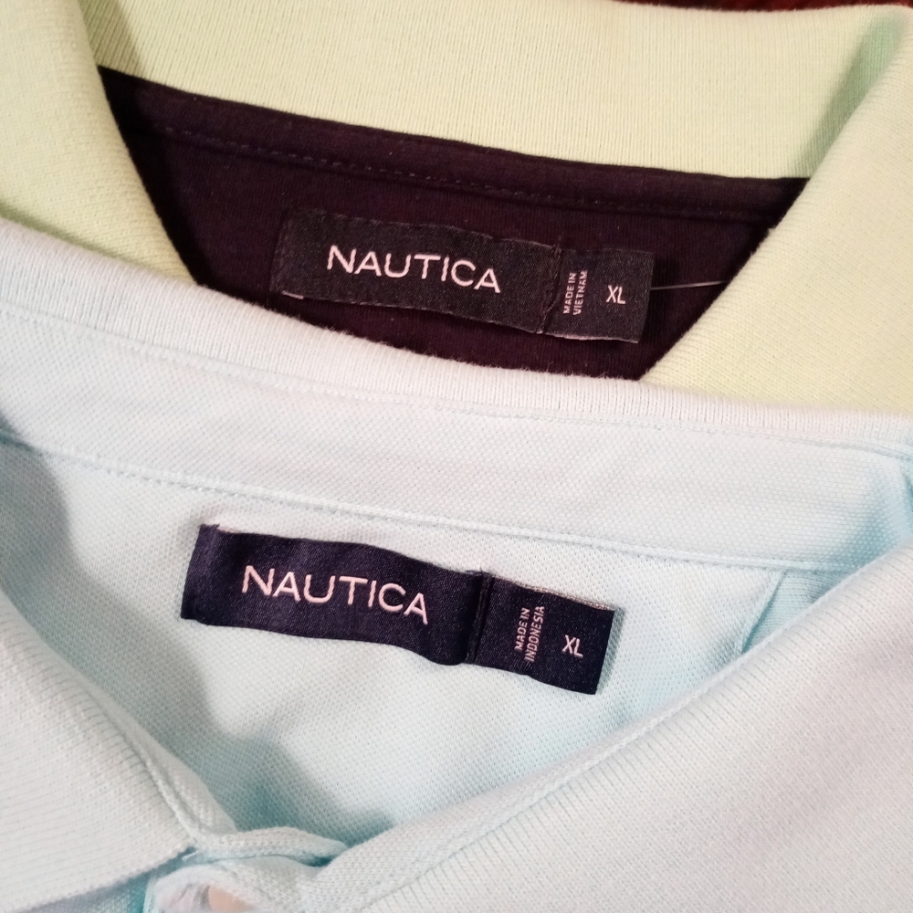Lot Of TWO Men's Nautica Cotton Pique Polo Shirts, Size XL NEW - Picture 2 of 7